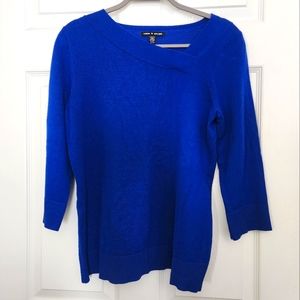 Cable & Gauge royal blue knit top 3/4 sleeves M like new